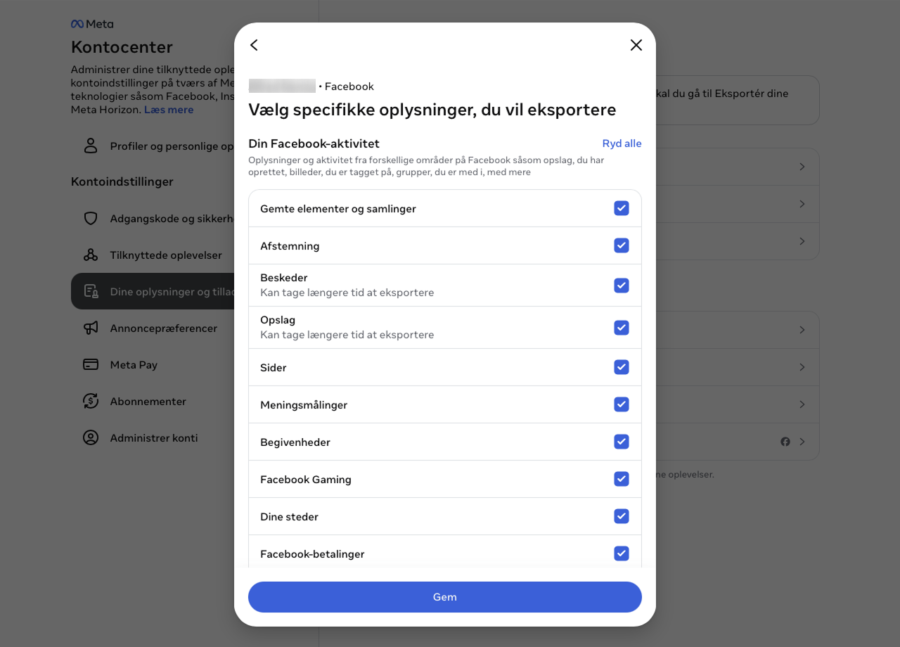 Klik 'Ryd alle' i sektionen Din Facebook-aktivitet